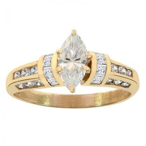 2.00 Ct Princess, Marquise Cut CZ Engagement Ring